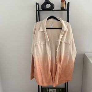 Cream and Peach Ombre Button-Up Shirt